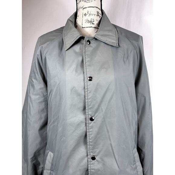 Vintage Men's Sherpa Lined Coach Jacket 80s 90s Gray Large Tall - Picture 5 of 14